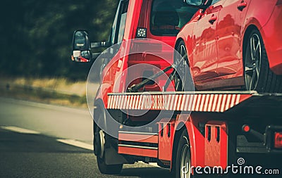 Towing Vehicle with a Car Stock Photo