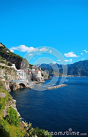 Town Atrani, Peninsula of Sorrento, Campania, Gulf of Salerno, Italy, Europe Stock Photo