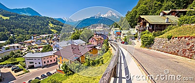 Town of Berchtesgaden and Alpine landscape panoramic view Stock Photo