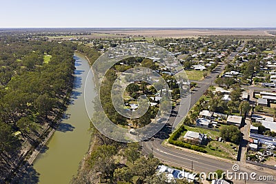 The town of Bourke on the Darling river. Stock Photo