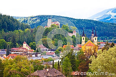 Town of Bruneck in Val Pusteria Stock Photo