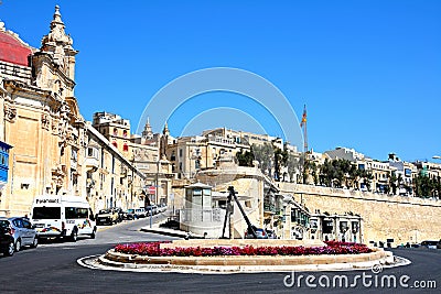 Town buildings, Valletta. Editorial Stock Photo