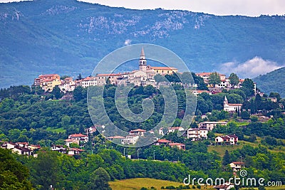 Town of Buzet on green istrian hill Stock Photo