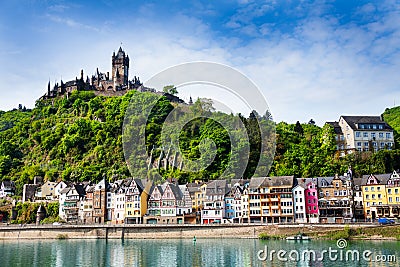 Town of Cochem with the imperial Castle Stock Photo