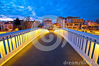 Town of Grado on Adriatic coast channel bridge dawn view Stock Photo