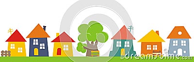 Town, group of houses, vector illustration, village Vector Illustration