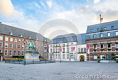 Town hall in Dusseldorf and statue of an Wellem, Germany Stock Photo