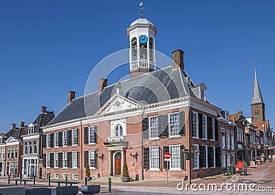 Town hall in the historical center of Dokkum Editorial Stock Photo