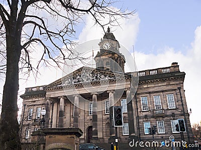 The Town Hall in Lancaster England is a classical Greek style building in the Centre of the City Editorial Stock Photo