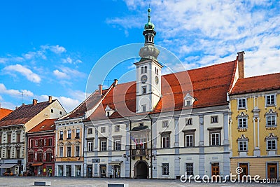 Town Hall on the Maribor main square, Slovenia Editorial Stock Photo