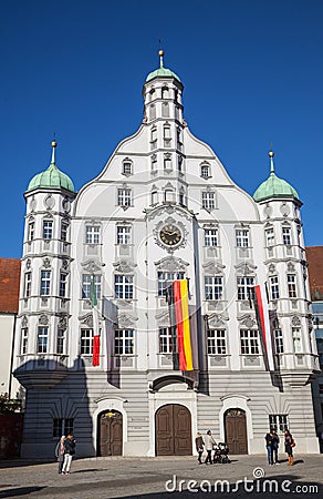 Town hall in Memmingen,Bavaria,Germany Editorial Stock Photo