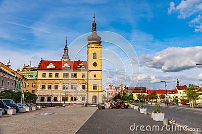 Town hall in Mlada Boleslav dominating the old town square, Czech republic Editorial Stock Photo