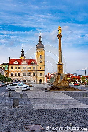 Town hall in Mlada Boleslav dominating the old town square, Czech republic Editorial Stock Photo