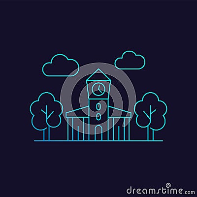 Town hall, municipal building icon, line vector Stock Photo