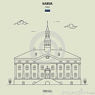 Town Hall in Narva, Estonia. Landmark icon Vector Illustration