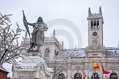 Town hall in the Plaza Mayor. Valladolid, Spain Editorial Stock Photo