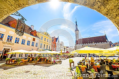 Tallinn Town Hall Square and old city view, Estonia Editorial Stock Photo