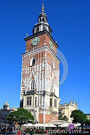 Town Hall Tower is one of the main focal points of the Main Market Square Editorial Stock Photo