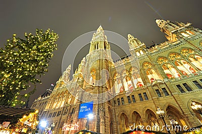 Town Hall in Vienna at Christmas time Editorial Stock Photo