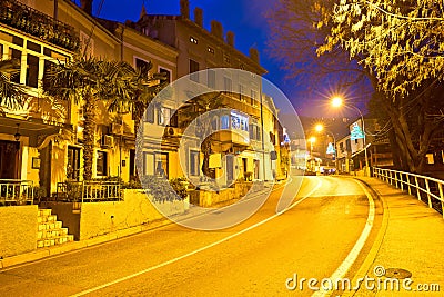 Town of Lovran streetevening view Stock Photo