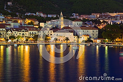 Town Makarska in Croatia at night Stock Photo