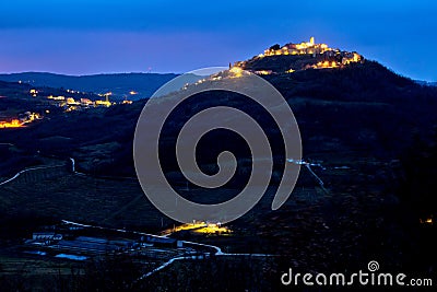 Town of Motovun on Istrian hill dawn view Stock Photo