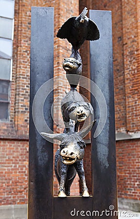 The Town Musicians of Bremen Sculpture in Riga Stock Photo