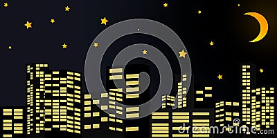 Town in the night Vector Illustration