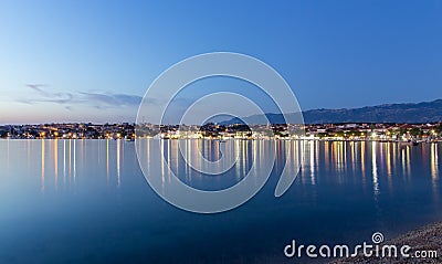 Town of Novalja by night, Croatia, Adriatic sea Stock Photo