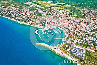 Town of Novi Vinodolski aerial panoramic view Stock Photo