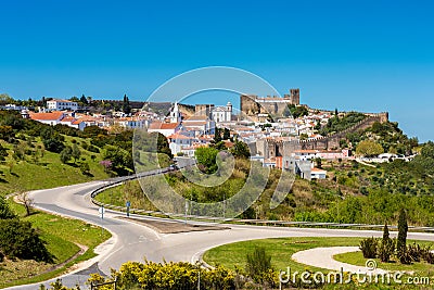 Town of Obidos Portugal and its Wall and Castle Stock Photo