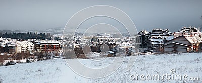 Town panorama of bulgarian ski resort Bansko Stock Photo