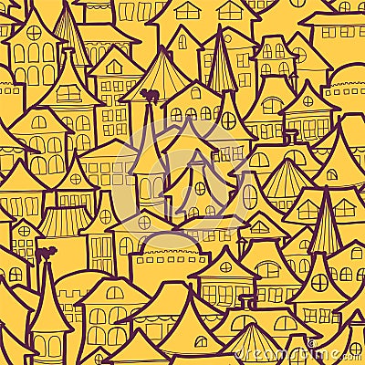 Town roofs seamless background Vector Illustration