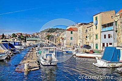 Town of Sibenik old fishermen harbor Stock Photo