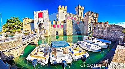 Town of Sirmione entrance walls view Stock Photo