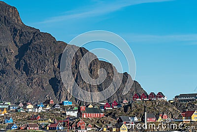 Town of Sisimiut, the second largest settelement pop. 5,500 in Stock Photo