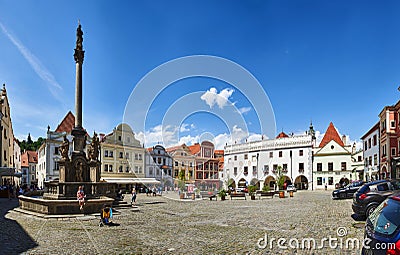 Town Square in Cesky Krumlov Editorial Stock Photo