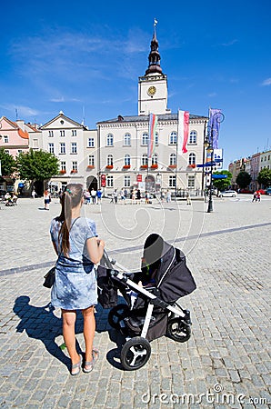 Town square of Dzierzoniow - Lower Silesia, Poland Stock Photo