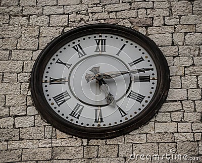 Town tower with ancient clock Stock Photo