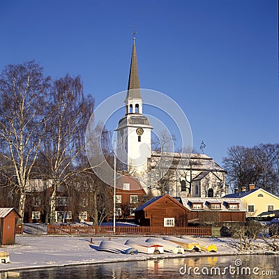 Town village Mariefred wintertime Stock Photo