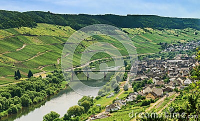 Town Zell and Moselle river, Germany Stock Photo