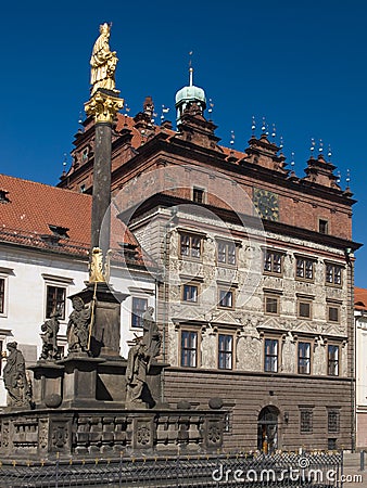 Townhall of Plzen city Stock Photo