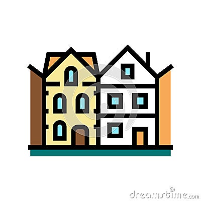 townhome house color icon vector illustration Vector Illustration