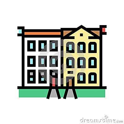 townhome house color icon vector illustration Vector Illustration