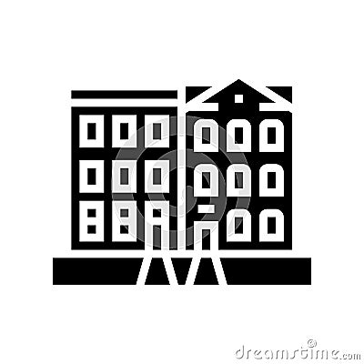townhome house glyph icon vector illustration Vector Illustration