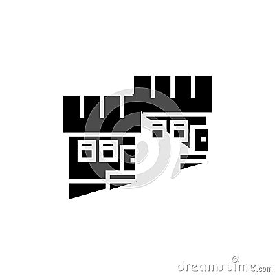 Townhouse icon, vector illustration, black sign on isolated background Vector Illustration