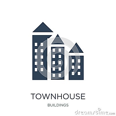 townhouse icon in trendy design style. townhouse icon isolated on white background. townhouse vector icon simple and modern flat Vector Illustration