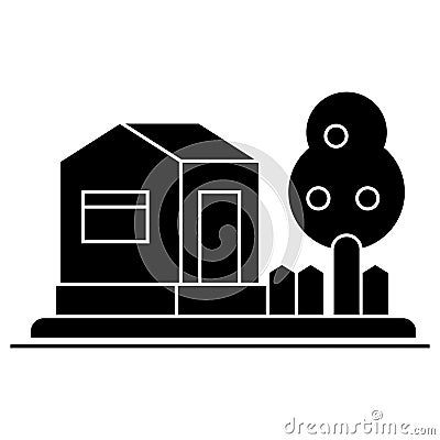 Townhouse icon, vector illustration, sign on isolated background Vector Illustration