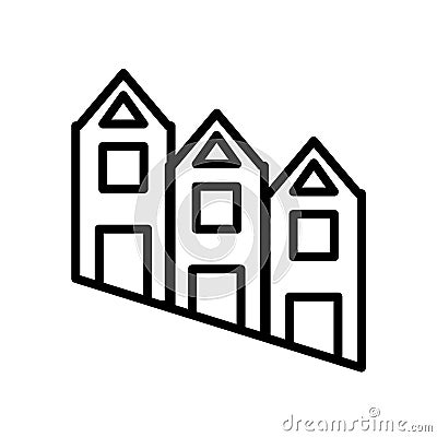 Townhouse icon vector isolated on white background, Townhouse sign , line or linear sign, element design in outline style Vector Illustration