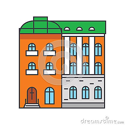 Townhouse line icon concept. Townhouse flat vector sign, symbol, illustration. Vector Illustration
